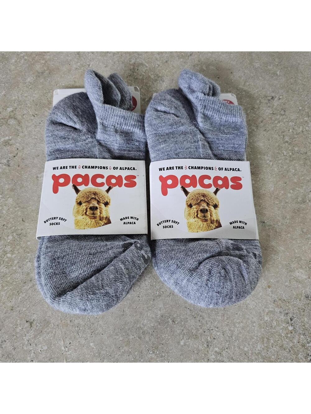 Pacas Men's Low Cut Socks Medium/Large Solid Grey Alpaca Blend NEW